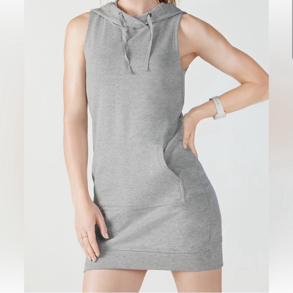 NWT Fabletics gray hooded super soft sleeveless dress - size L🩶
